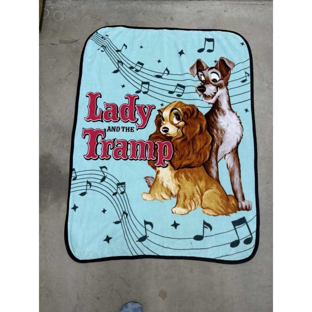 Disney's Lady & the Tramp blue character print fleece throw blanket 55x45